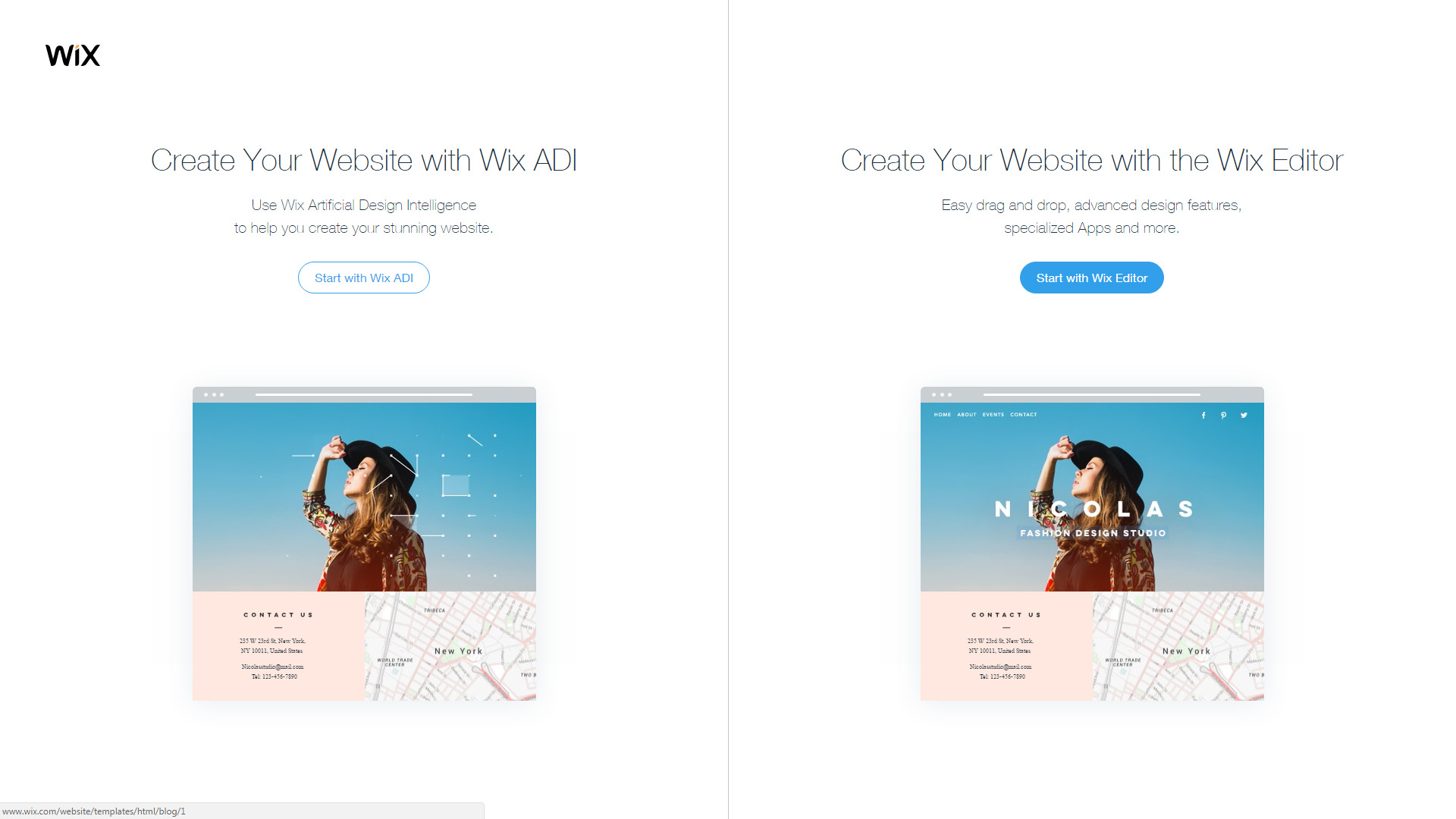 Limited design choices in Wix