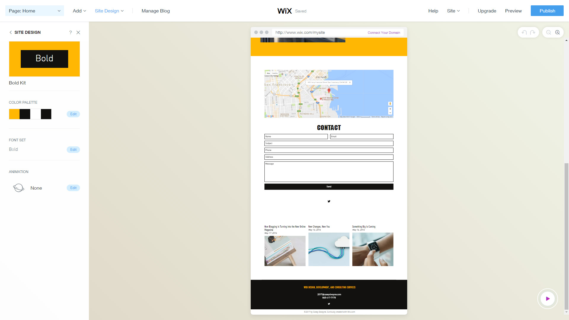 Limited design choices in Wix