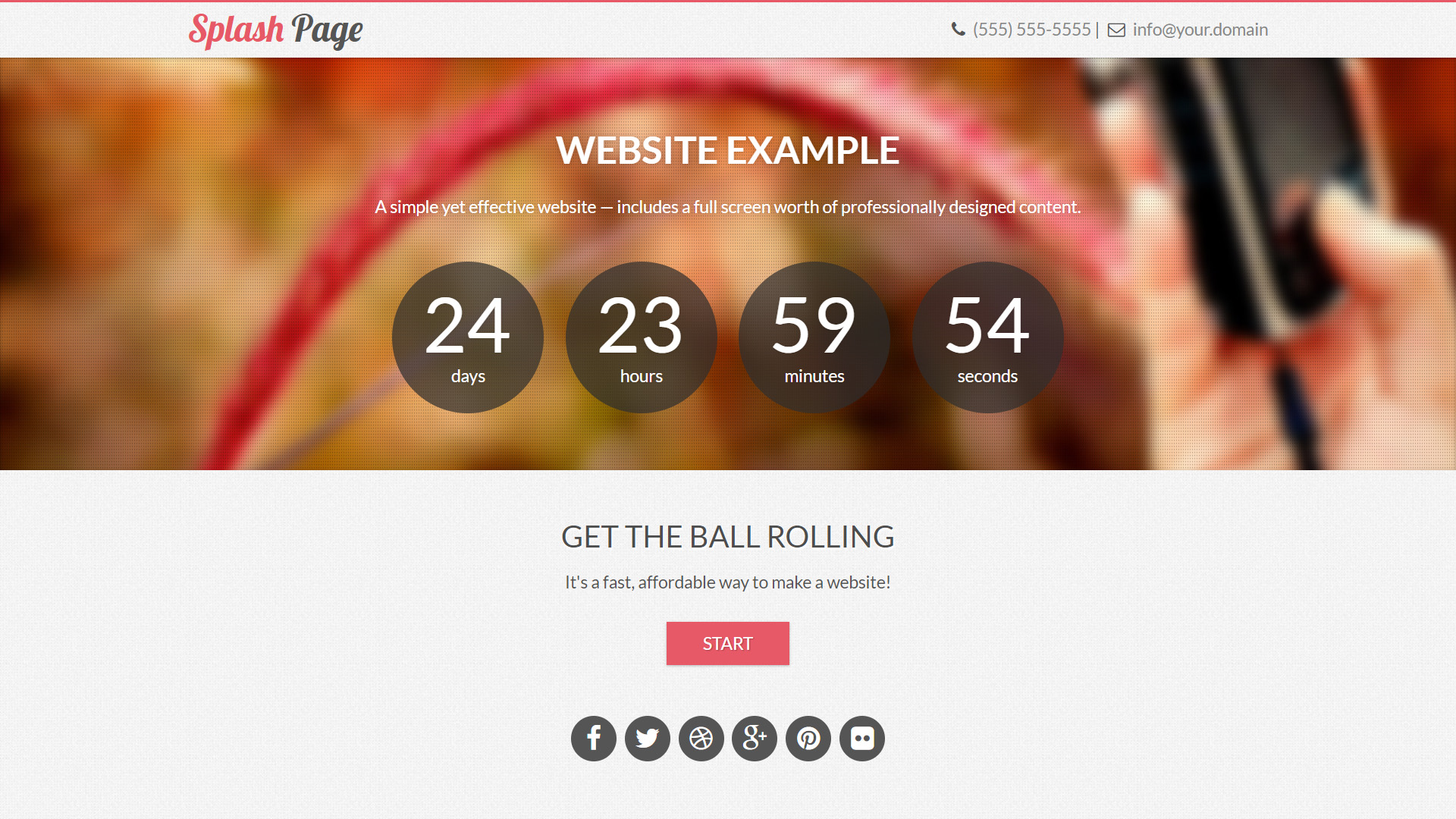Example of a Splash Page